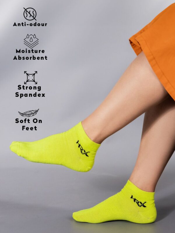 Women Pack Of 3 Navy Blue & Yellow Cotton Ankle Length Sports Socks | One size - Image 2