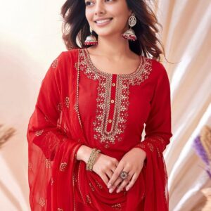 Women Embroidered Regular Sequinned Kurta with Pyjamas & With Dupatta