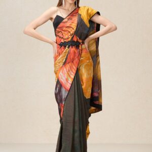 Abstract Printed Liva Saree