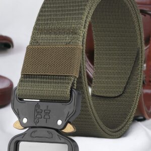Men Olive Green Textured Durable Non-Slip Belt
