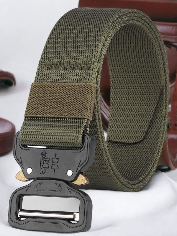Men Olive Green Textured Durable Non-Slip Belt
