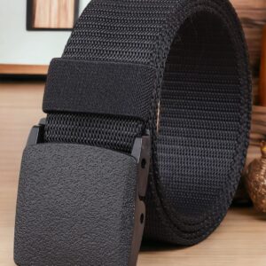 Men Black Textured Belt