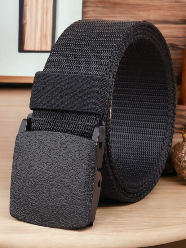 Men Black Textured Belt