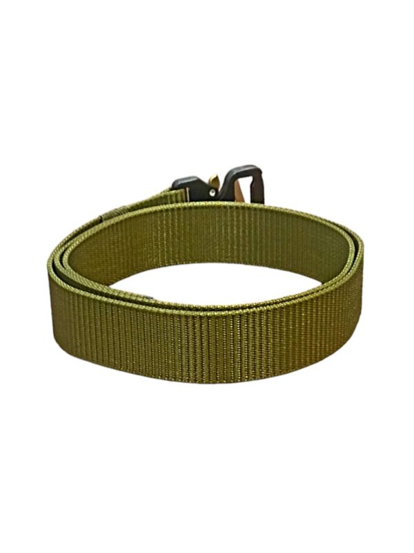 Men Olive Green Textured Durable Non-Slip Belt - Image 3