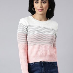 Round Neck Horizontal Striped Fitted Top