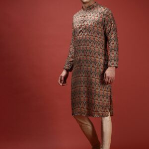 Ethnic Motifs Printed Straight Kurta with Churidar