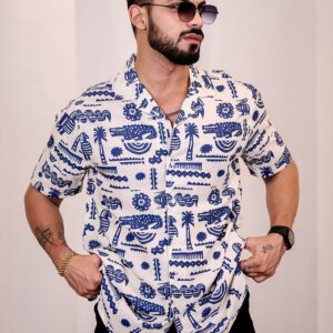 Graphic Printed Spread Collar Pure Cotton Casual Shirt