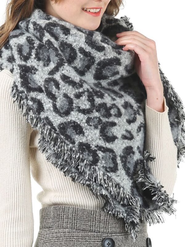 Women Grey & Black Printed Scarf - Image 3