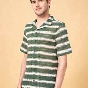 Striped Cotton Casual Crochet Shirt