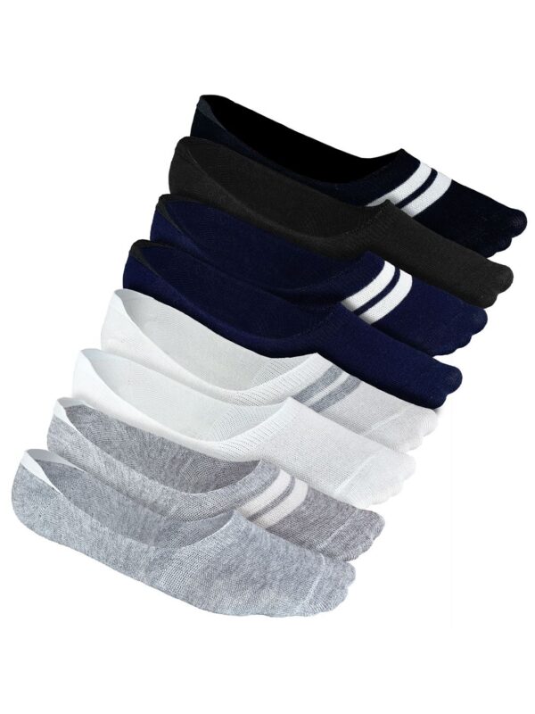 Men Solid-Striped Pack of 4 Odour Free Breathable Low Cut Bamboo No Show Socks