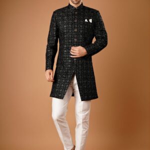 Men Ethnic Motifs Printed Mandarin Collar Indowestern Sherwani Set