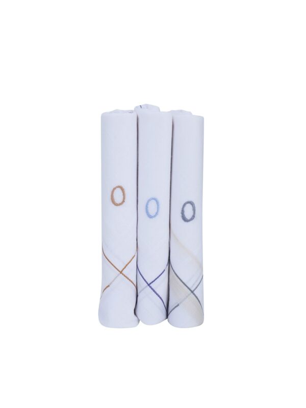 Men Pack Of 3 Logo Embroidered Pure Cotton Handkerchiefs