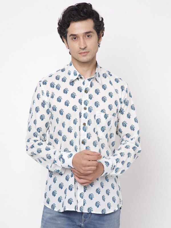 Men Relaxed Spread Collar Floral Printed Casual Shirt