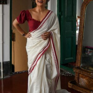White Handloom Cotton Saree