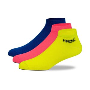 Women Pack Of 3 Navy Blue & Yellow Cotton Ankle Length Sports Socks | One size